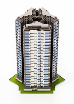 Modern building isolated on white background. 3D illustration.