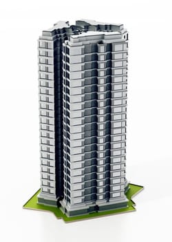 Modern building isolated on white background. 3D illustration.