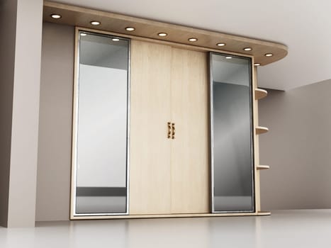House entryway closet in the house. 3D illustration.