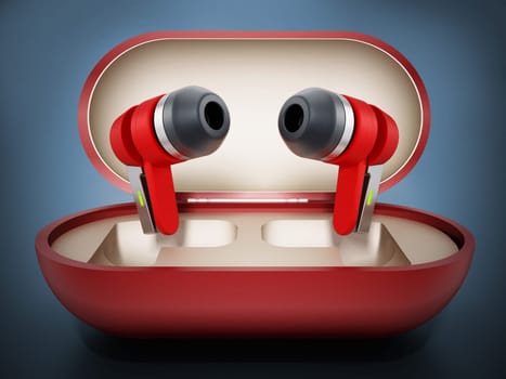Generic bluetooth headphones in the box. 3D illustration.