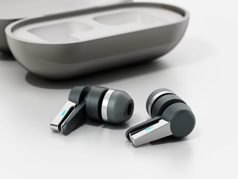 Generic bluetooth headphones isolated on white. 3D illustration.