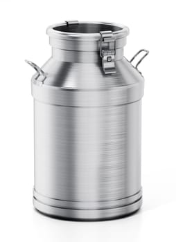 Metal retro milk can isolated on white background. 3D illustration.