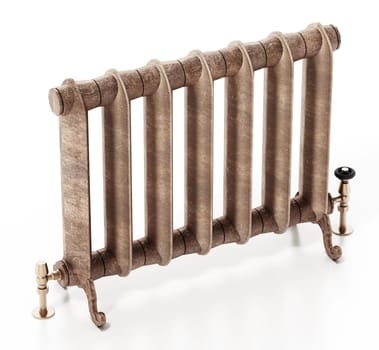 Vintage radiator isolated on white background. 3D illustration.