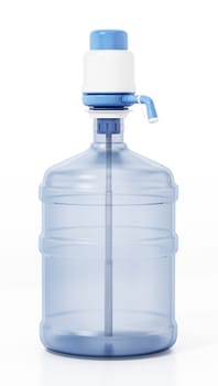 Generic water container and pump isolated on white background. 3D illustration.