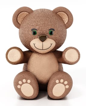 Teddy bear isolated on white background. 3D illustration.