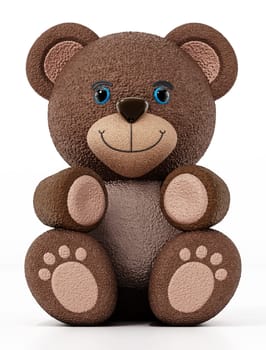 Teddy bear isolated on white background. 3D illustration.