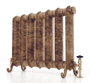 Vintage radiator isolated on white background. 3D illustration.