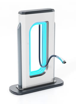 Generic electric vehicle charging station with a cord. 3D illustration.