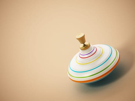 Whirling toy on the right bottom corner. Copy space on the left side. 3D illustration.