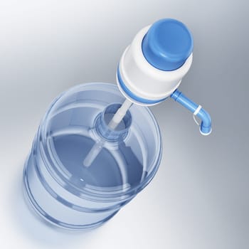 Generic water container and pump. 3D illustration.