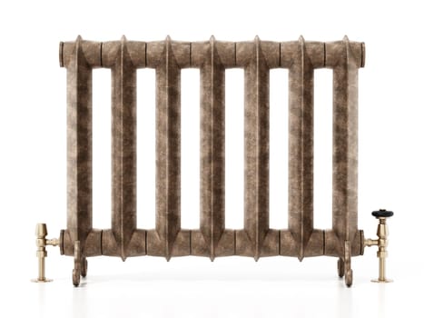 Vintage radiator isolated on white background. 3D illustration.