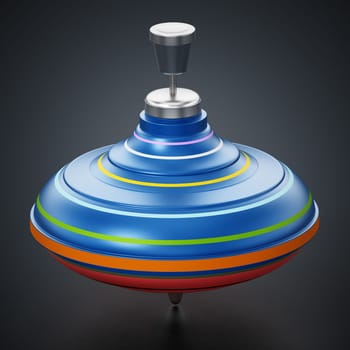 Whirling toy on dark background. 3D illustration.