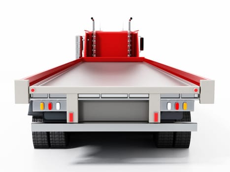 Empty truck haulage ready for loading. 3D illustration.