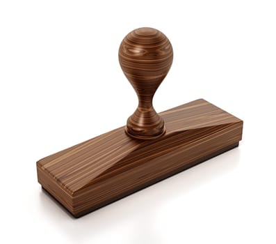 Wood stamp isolated on white background. 3D illustration.