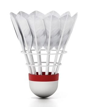 Badminton shuttlecock and rackets isolated on white background. 3D illustration.