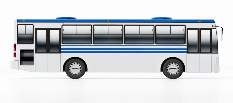 Generic city bus isolated on white background. 3D illustration.