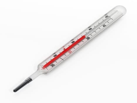 Vintage thermometer isolated on white background. 3D illustration.