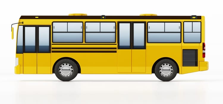 Generic city bus isolated on white background. 3D illustration.