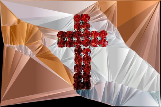 Artwork of abstract composition made with geometrical shapes of cross of Jesus