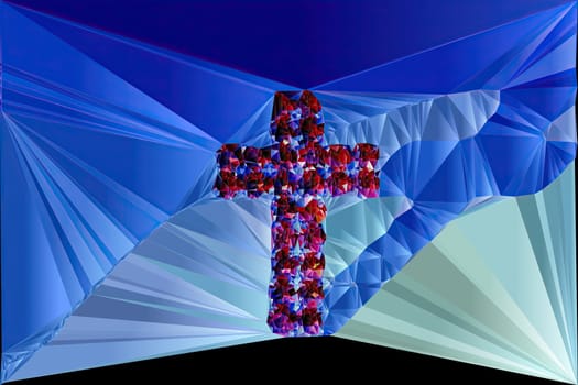 Artwork of abstract composition made with geometrical shapes of cross of Jesus