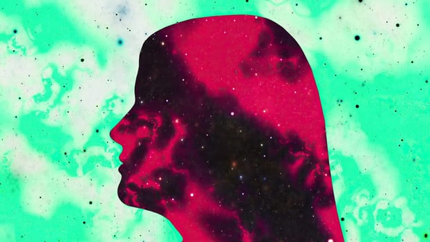 Surreal Colorful Portrait of Woman silhouette,Surreal Colorful Portrait of Woman silhouette