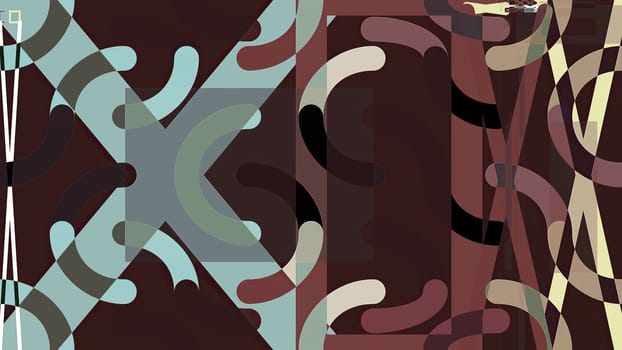Artwork of abstract composition made with geometrical shapes and elements