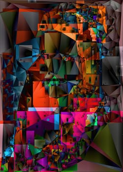 Artwork of abstract composition made with geometrical shapes
