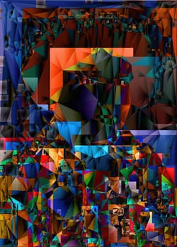 Artwork of abstract composition made with geometrical shapes