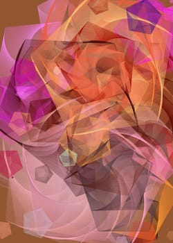 Artwork of abstract composition made with geometrical shapes