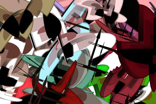 Abstract bright geometric repeats backdrop graffiti pattern