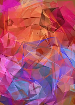 Artwork of abstract composition made with geometrical shapes