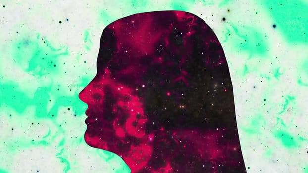 Surreal Colorful Portrait of Woman silhouette,Surreal Colorful Portrait of Woman silhouette