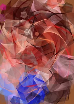 Artwork of abstract composition made with geometrical shapes