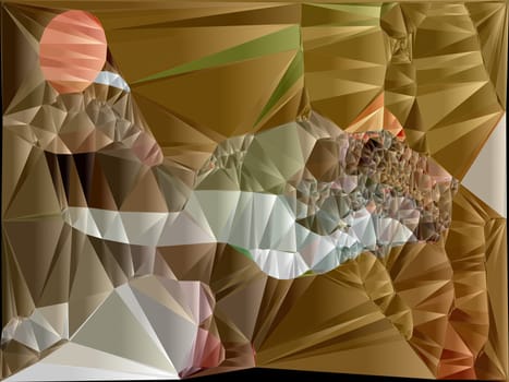 Artwork of abstract composition made with geometrical shapes