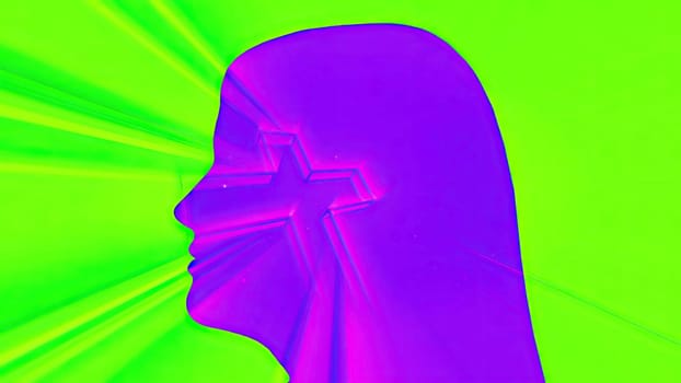 Portrait of Woman silhouette and cross of Jesus,Portrait of Woman silhouette and cross of Jesus