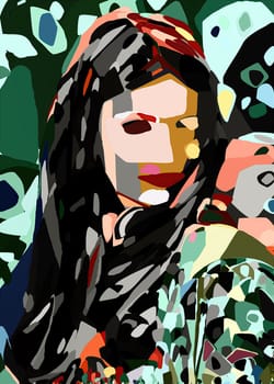 Artwork of abstract composition made with geometrical shapes