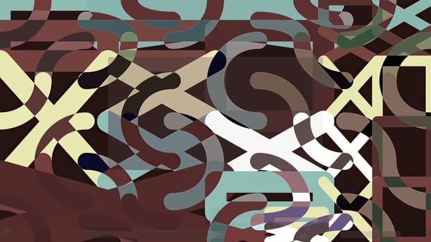 Artwork of abstract composition made with geometrical shapes and elements