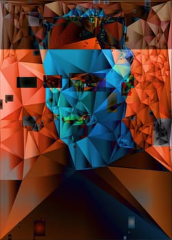 Artwork of abstract composition made with geometrical shapes
