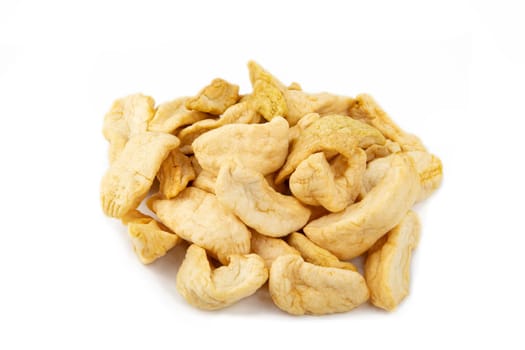 Dried apple Wedges isolated over white Background