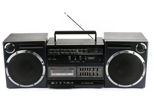 Vintage Tape Player - Boom Box with Radio isolated on white background