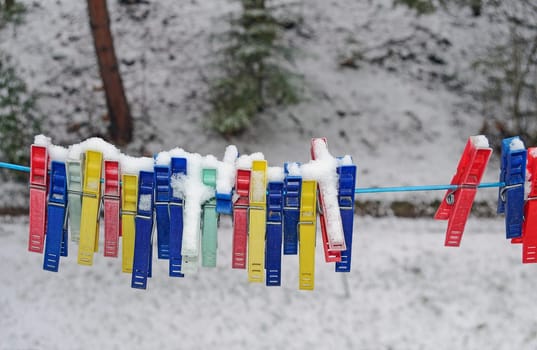Clothespin in winter