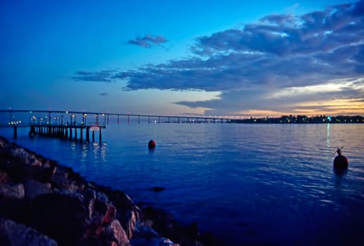 Coronado Bridge in San Diego at sunset