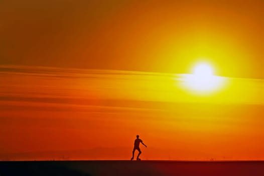 Roller Skating at sunset  by Lake Miramar in San Diego