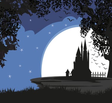 Magic Fairy Tale Princess Castle in the night