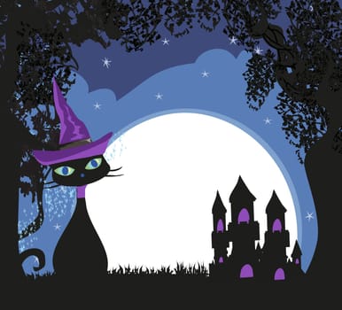 Halloween witch cat
