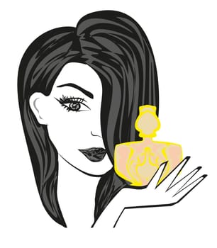 woman and bottle of perfume