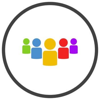 Colorful group Symbol - Flat Icon in circle for Diversity