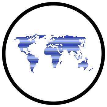 World map Symbol - Flat Icon in circle for global commuication