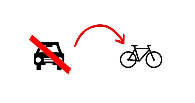 Car or Bike? - Icons with arrow on white background