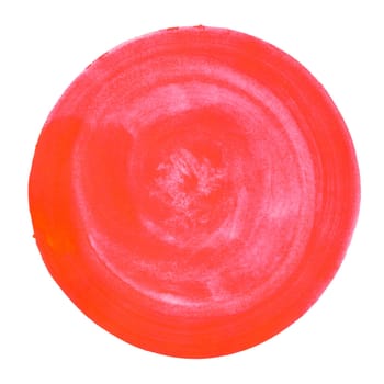 Hand drawn red watercolor circle on white background